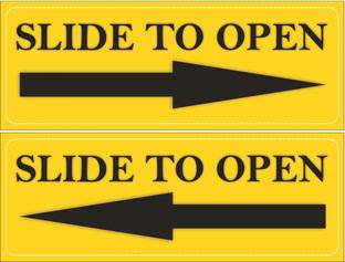 GOODPRINTZONE Slide to open door sticker signsge Golden color size 3X8"inch pack 4 Pcs Emergency Sign