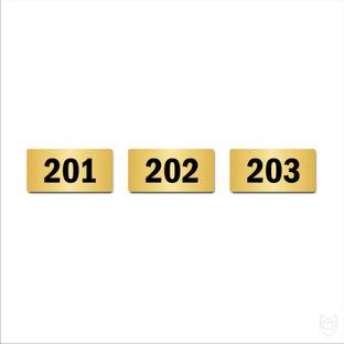 Mindcraftz Serial Numbers 201 to 203 Acrylic Board Small size Gold color 2mm thick Emergency Sign