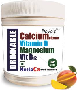 DEVELO Calcium and Vitamin D Supplement for Women & Men, Drinkable Powder Nutrition Drink