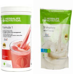 HERBALIFE COMBO OF FORMULA-1 STRAWBERRY + SHAKEMATE Nutrition Drink