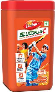 Dabur GlucoPlus-C Instant Energy Glucose Juicy & Tasty (Orange Powder) - 400g Jar Energy Drink