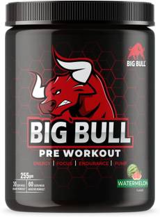 Big Bull Hardcore Pre-Workout Watermelon Flavor, [30-60 Serving, 255g] Free Shaker Energy Drink