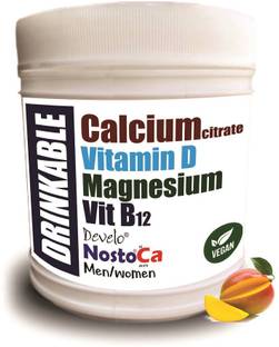 DEVELO Calcium and Vitamin D Supplement for Women & Men, Drinkable Powder Nutrition Drink
