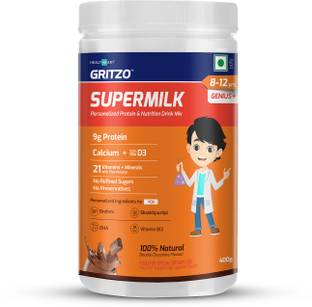 Gritzo SuperMilk Genius+ (8-12y Boys),9g Protein, Double Chocolate