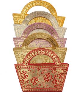 LIFAFEWALA Unique and Exclusive Designer Ethnic Basket with Handle Shagun Envelopes. Envelopes