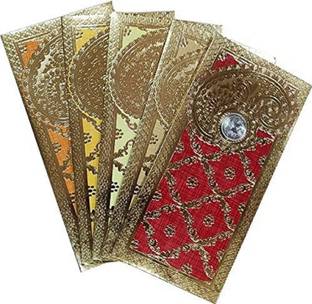 JANMESH ENTERPRISES Matellic 5 Colours of 5 Each Randomly Picked Colourful Designer Shagun Envelopes