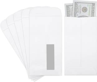 JSMSH Window Envelope White Cheque Size Envelope Size 9.5 * 4.5 inch | 25 x 12 cm | 100 GSM | Office Envelope Stationary - Pack of 25 Envelopes