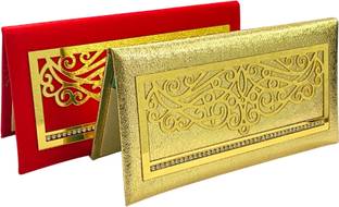 Vanya Creations Shagun Envelopes Gifting Cash Wedding Money, Acrylic Comb Cut Leatherette Velvet Envelopes