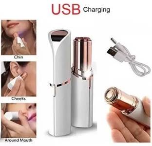 HOIGADGETS WHITE-Portable 2 In 1 Flawless Eyebrow Remover and Pain less Hair Remover Trimmer 90 min  Runtime 0 Length Settings