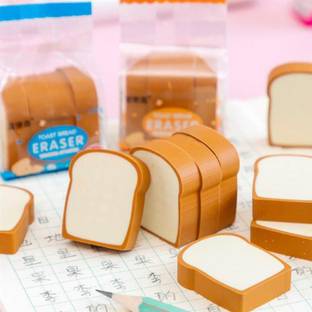 Thetrendyyhouse Cute Kawaii Bread Shaped Fancy Pencil Eraser For School Kids Eraser