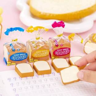 Bloombec Bread Shape Eraser, Pencil Erasers, Non-Toxic Eraser,Bread Toast Non-Toxic Eraser
