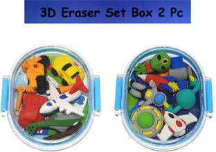 DOUBLE LIPS 3D Cartoon Eraser Set in box for kids pack of 2 Non-Toxic Eraser