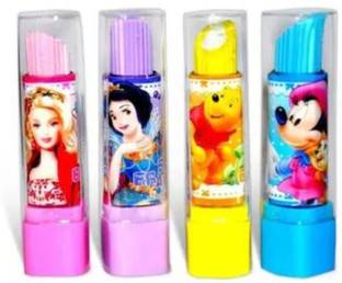 AMB Lipstick Style Eraser (Multicolour) (Pack of 4) Non-Toxic Eraser
