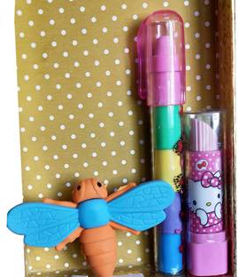 Meeko.com Push up & lipstick with butterfly eraser for kids Non-Toxic Eraser