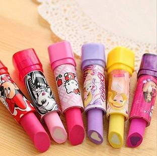 ART RANGER Girl's Cartoon Lipstick Shaped Eraser 6 pcs Non-Toxic Eraser Non-Toxic Eraser
