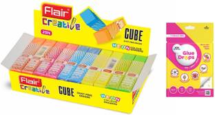 FLAIR Cube Eraser Neon Series With Glue Drops Non-Toxic Eraser