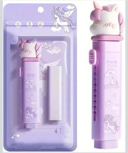 Mira Farmcraft Unicorn Cute Retractable Push-Pull Mechanism Eraser School Stationary Rubber Set Non-Toxic Eraser