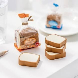 Royal krafts Toast Bread Erasers Pencil Erasers Cute Bread Shape Non-Toxic Eraser
