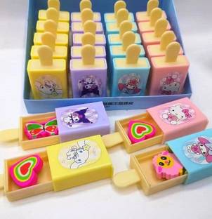 KLIDSHUSOZ TREASURE Sanrioed Kuromi Cartoon Magic Box Cute Ice Cream Shape Magic Drawer Erasers Non-Toxic Eraser