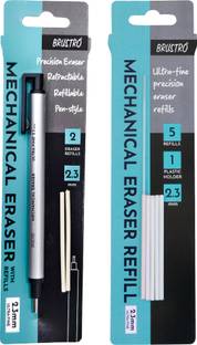 BRuSTRO Mechanical Precision Retractable Zero Eraser with 5 Refills and 1 Plastic Holder Non-Toxic Eraser
