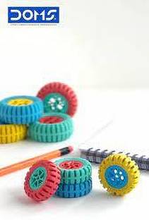 DOMS E Racer Eraser |Tyre Shape Eraser|Wheel Eraser Set of 4 Non-Toxic Eraser