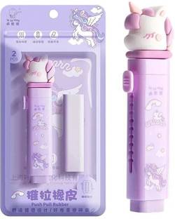 HANIYA ONLINE STORE Unicorn Cutter Shaped Eraser Set for Kids Rubber Eraser for Kids 2 Rifill Non-Toxic Eraser
