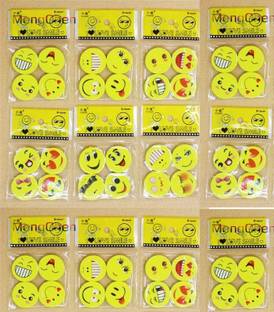 Furnish Marts Lovely Happy Funny Smiley Erasers / Rubber Birthday Return Gifts for Kids (Pack of 48 Pcs Erasers / 12 Packets) Non-Toxic Eraser