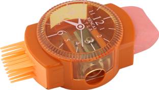 Quickoo 3 in 1 Watch Shape Sharpner with Rubber & Brush - Pack of 2 - Color May Vary Eraser