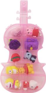Parteet Cartoon Erasers in a Guitar Shape Box for Kids Non-Toxic Eraser