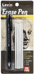 KRAFTMASTERS Pen Mechanical Refillable 3.8mm Erase Pen with 5 Eraser Refills Non-Toxic Eraser
