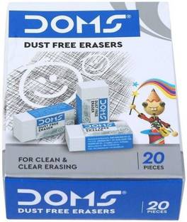 DOMS Extra-Long Dust Free Non-Toxic Eraser (Set of 20, White) Non-Toxic Eraser