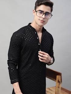 Jompers Men Embroidered Straight Kurta
