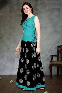 Milastru Printed Stitched Lehenga & Crop Top