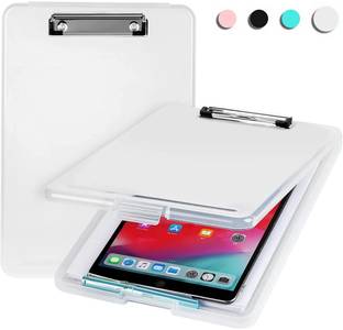 NSUSU Clipboard File Storage Case Plastic Clipboard Exam Board with Storage Box(White)