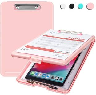 NSUSU Clipboard File Storage Case Plastic Clipboard Exam Board with Storage Box(Pink)