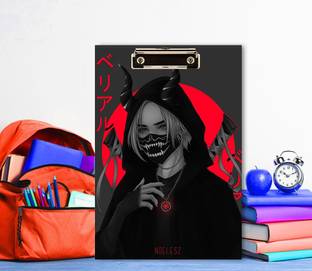 Creative Print Solution Anime red mask girl Reprint Clip Board Exam Pad (14x9.5 Inches)