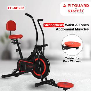 FITGUARD FG AB 222 By STAYFIT Home Use Dual Indoor Bike Moving Handle Backrest Twister Indoor Cycles Exercise Bike