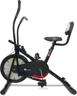 Powermax Fitness BU-201 Moving Handles Air Bike with Belt Drive, 1 piece crank, Max user 120kg Dual-Action Stationary Exercise Bike