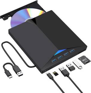 microware 7 in1 External CD/DVD Drive USB 3.0/Type C, for PC Windows 7/8/10/11/Linux/MacOS External DVD Writer