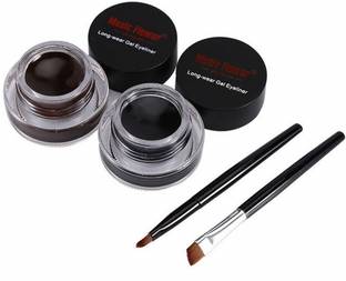 music flower 24 Black & Brown Brow & Gel Liner Kit with Waterproof Formula 6 ml