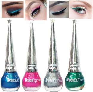 touchup Smudge proof Glitter Liquid Eyeliner set of 4, 5ml Each, Blue, Pink, Green and Silver 20 ml
