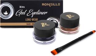 RONZILLE Gel Kajal & Cake Liner waterproof and smudge proof Black and Brown 6 g