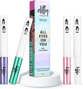 Elitty Metalhead Colour Waterproof Liquid Eyeliner Combo , Pack of 4, Lasts Upto 12Hrs 16 ml