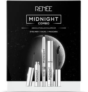 Renee Midnight Combo, Long-Lasting, Black, Smudgeproof, Kajal 1.5g, Eyeliner + Mascara 10.5 ml