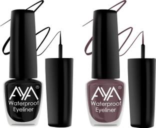 AYA 24 Hrs Long Lasting & Waterproof Eyeliner, Set of 2, (Black and Brown) 10 ml