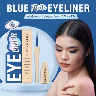 GLAMVEDA Super Matte Liquid Eyeliner Intense Blue | 24 hour Long stay | Quick Drying 4.5 ml