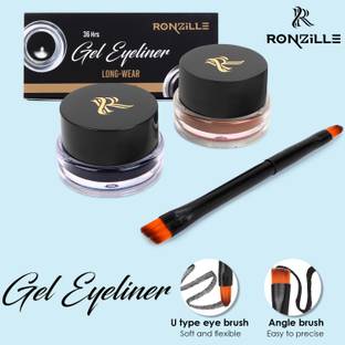 RONZILLE 2 in 1 Gel Kajal & Eyeliner Smudge Proof and Waterproof Black and Brown