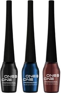 One on One Waterproof Eyeliner, Set of 3 | Long lasting Eyeliner, Smudge Proof Eye Makeup 15 ml