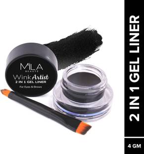 MILA BEAUTÉ WInk Artist Gel Liner 2in1 with Brush Waterproof Eyeliner Upto 36hrs 4 g
