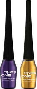 One on One Waterproof Eyeliner, Set of 2 | Long lasting Eyeliner, Smudge Proof Eye Makeup 10 ml